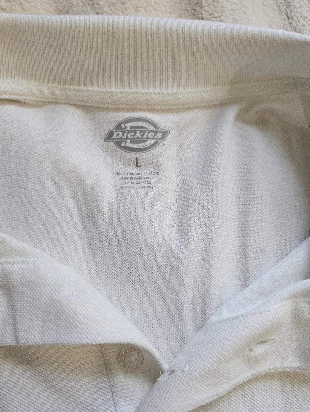 Dickies White Long-Sleeve Polo Shirt - Picture 2 of 2